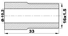 М16х1,5-33 - Штуцер Ø-10,2мм.(М16х1,5) L-33 латунь