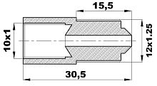 R-145-TX/ENX Переходник (10х1вн/М12х1,25нар) латунь
