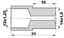 R-460-N/EW Переходник (12х1.25вн/14х1.5нар) латунь
