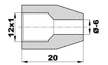 323-EB6-H.l - Гайка/штуцер Ø-6.4мм.(12х1) латунь