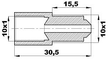 R-242-TX/EAX Переходник (М10х1вн/10х1нар) латунь