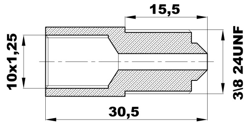 R-235-L/ЕFХ Переходник (10х1,25вн/3/8"24UNFнар) латунь