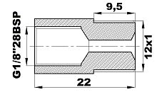 R-109-G1/8"/B Переходник (G1/8"28BSPвн./12х1нар) латунь