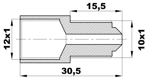 R-132-B/EAX Переходник (12х1вн/10х1нар) латунь