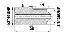 R-252-U1.2/QX Переходник (1/2 19UNFнар - /3/8"28UNFнар) латунь