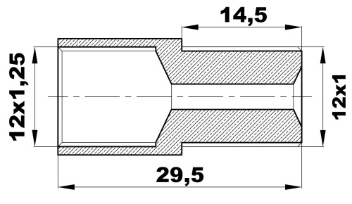 R-227-N/EB Переходник (12х1,25вн/12х1нар) латунь
