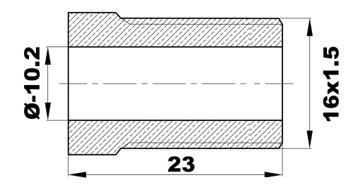 М16х1,5-23 - Штуцер Ø-10,2мм.(М16х1,5) L-23 латунь