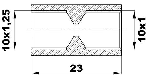 M-123-A/L Муфта-Переходник (М10х1/М10х1,25) латунь