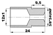 R-373-B/EF24 Переходник (М12х1вн/3/8"24UNFнар) латунь