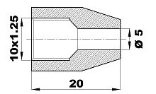 212-EL5-H.l - Гайка/штуцер Ø-5мм.(10х1.25) латунь