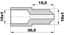R-232-A/EAX Переходник (М10х1вн/10х1нар) латунь