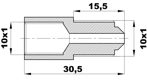 R-232-A/EAX Переходник (М10х1вн/10х1нар) латунь