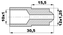 R-145-A/ENX Переходник (10х1вн/М12х1,25нар) латунь