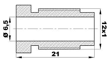 BL.l - Штуцер Ø-6,5мм.(М12х1) латунь