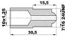 R-283-L/EP24X Переходник (10х1,25вн/7/16"24UNFнар) латунь