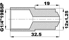 R-671-G1/4-ENX19 Переходник (G1/4"19BSPвн/12х1.25нар) латунь