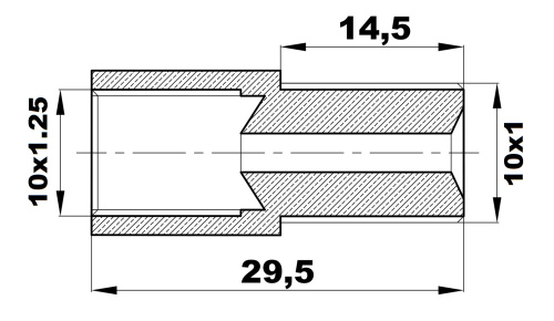 R-131-LX/E Переходник (10х1,25вн/10х1нар) латунь