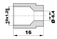 213-EL6-S.l - Гайка/штуцер Ø-6.4мм.(10х1.25) латунь