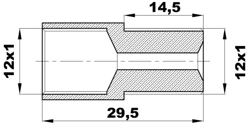 R-147-B/EB Переходник (12х1вн/12х1нар) латунь
