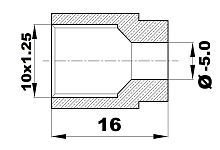 211-EL5-S.l - Гайка/штуцер Ø-5мм.(10х1.25) латунь