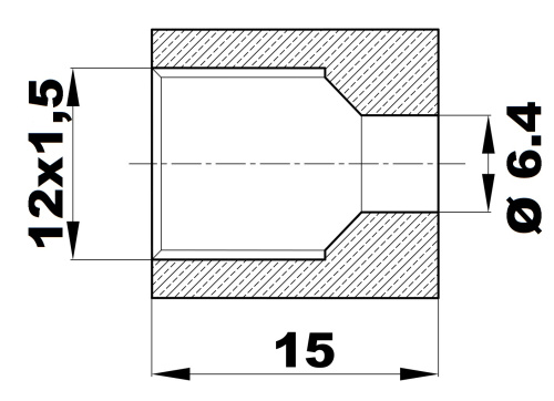 EH.l - Штуцер-гайка Ø-6,4мм.(М12х1,5) латунь