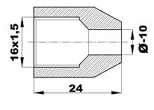 570-ED10-H.l - Гайка/штуцер Ø-10,2мм.(16х1,5) L-24 латунь